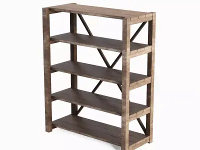 Wide Pottery Shelf B 03 Low-poly 3D model