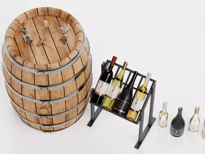 -Wine Set- Low-poly 3D model