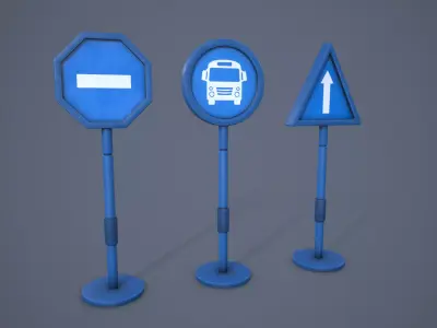 Cartoon Street Traffic Sign 3D model