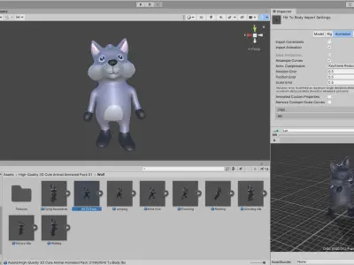 High-Quality 3D Cute Wolf - Animated for Games  Low-poly 3D model