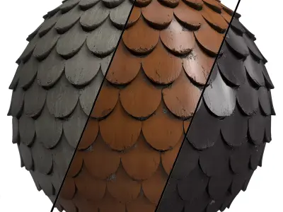 Roof Tile Materials 13- By 3 color Pbr By Sbsar 4k Texture