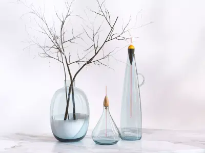 Three modern glass vase 3D model