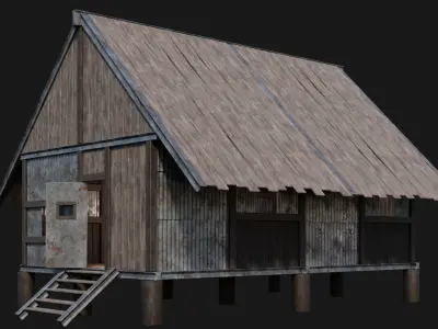 Medieval Houses Pack 56-57-58-59-60 - 4K Textures Game Ready Low-poly 3D model
