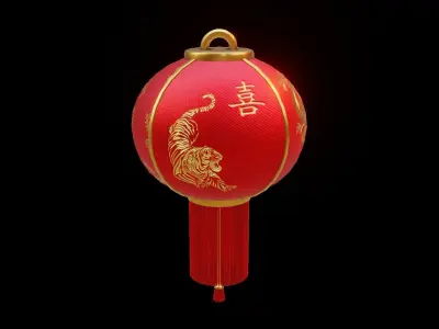 Realistic Chinese Lantern 2 Low-poly 3D model