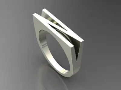 alphabet ring letter N 3D print model