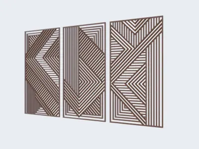 Wooden wall decor  Low-poly 3D model