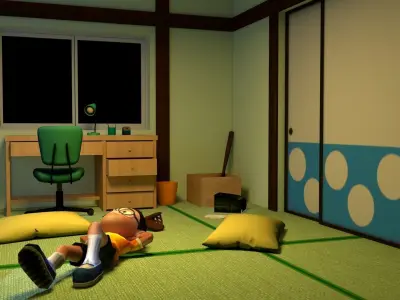 Nobita room Low-poly Low-poly 3D model