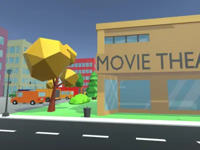 Cartoon Town pack Low-poly 3D model