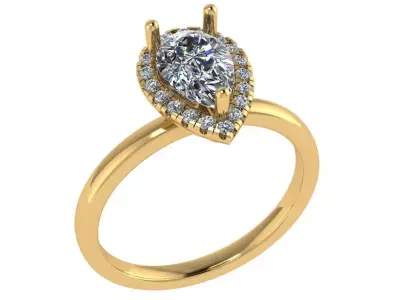 Pear shape halo diamond ring 3D print model