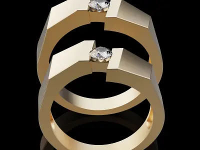 Lux ring silver gold sterling printable jewelry 3D model 3D print model 5