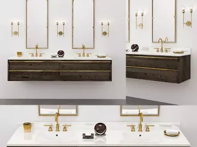 BEZIER DOUBLE EXTRA-WIDE FLOATING VANITY 3D model