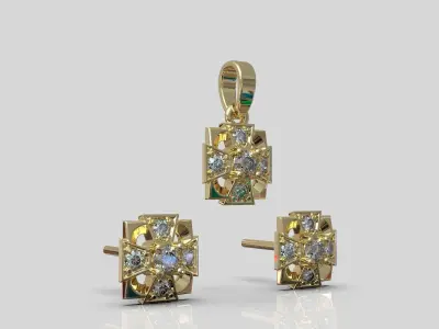 Lightweight earring necklace pendant model 915 3D print model