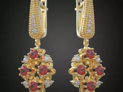 Earring 3D model 3D printable model 0071-10 Free 3D print model