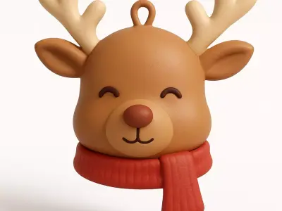 COZY REINDEER HEAD WITH SCARF 3D print model
