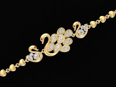 Elegant Peacock Swirl Diamond Pendant  939 3D print model