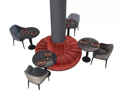 Round Column Sofa Set Serie part8 3D model