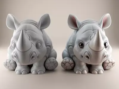 Adorable Rhino 3D STL Model for Your Desk Decor 3D print model
