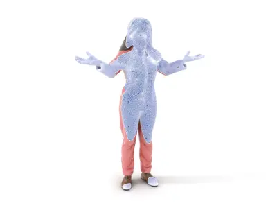 D Female Character with Pink Outfit Rigged and Animated Low-poly 3D model