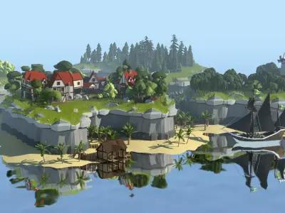 Low Poly Cliff Pack Free low-poly 3D model