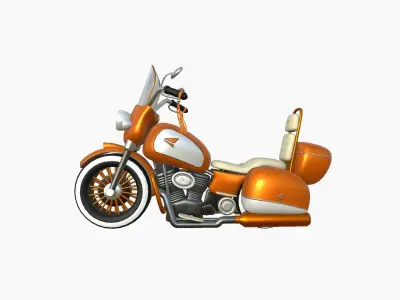 Motorcycle Cartoon B10 Orange - Custom Vehicle Design Low-poly 3D model