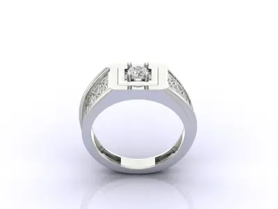 Print Ready STL 3DM  Gents Rings Diamond Men Ring  3D print model 52
