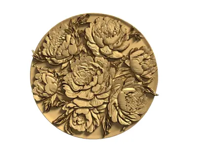 Classic circular carved decor ornament 12 3D print model