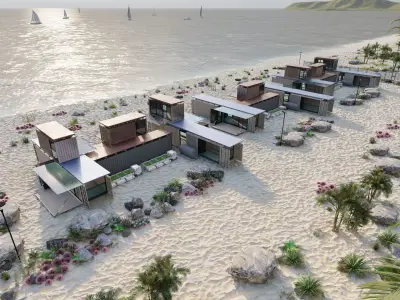 Temporary villa - villa condo - container building 3D model