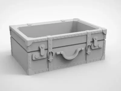 vintage leather suitcase pattern vase 3D print model