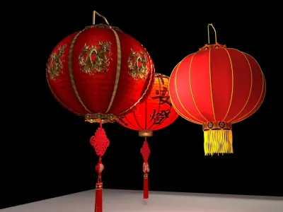 Chinese red lantern  3D model 13