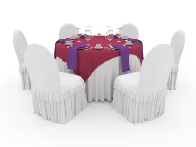 Banquet Table and Chair 42 3D model