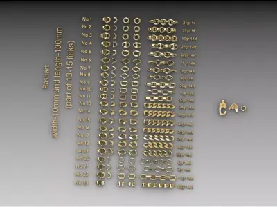 LINK CHAIN CUBAN 23 PIECE  3D print model