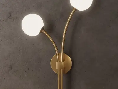 Wall lamp with 2 shades 3D model