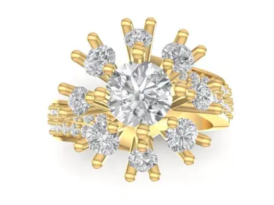 Luxury Burst Cluster Diamond Engagement Ring 3D Model for  2648 3D print model