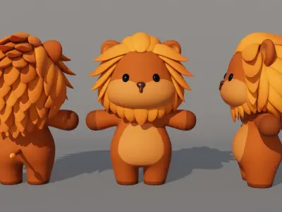 Rigged Cartoon Lion Low-poly 3D model