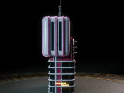 SCIFI ATOMPUNK BUILDING 02 Low-poly 3D model