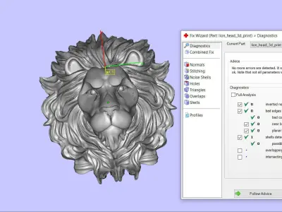 Lion head for pendant or wall 3D print model 3D print model