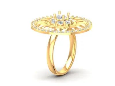 Luxury Round Cocktail Diamond Statement Ring for Women  2321 3D print model