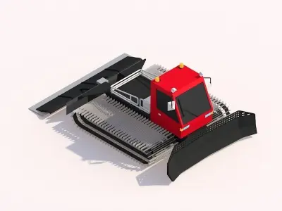 Cartoon Low Poly Snowcat Track Vehicles Pack Low-poly 3D model