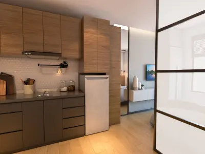 Bedroom at Apartmement 24m square 3D model