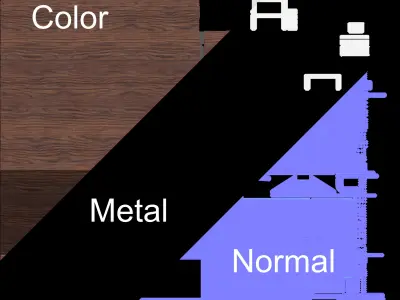 Modern Wooden TV Table with High-Quality Textures - CGI Model Low-poly 3D model