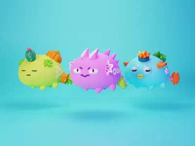 Cute Axie Infinity team with plant reptile and aqua 3D model