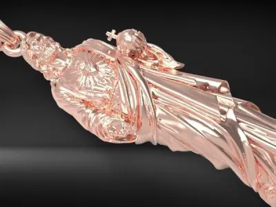 Sacred Heart of Jesus Pendant Charm Necklace Jewelry  3D print model