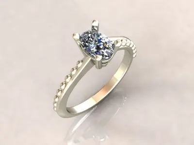 Elegant 3 Solitaire Ring 3D print model