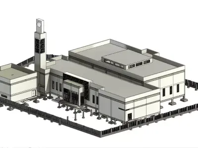 Revit mosque  modern design  Low-poly 3D model