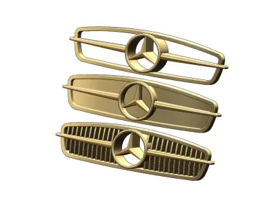 Triple Mercedes 300SL front grille gullwing relief wall art  3D print model