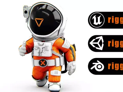 TOON ASTRONAUT CV-200  Rigged for Unreal Engine - Unity - MIXAMO 3D model