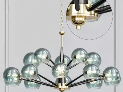 Thalia chandelier Blue glass 15 3D model