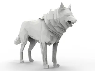 Lowpoly Animal - wolf Low-poly 3D model