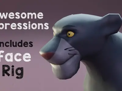 The Jungle book - bagheera rigged Low-poly 3D model