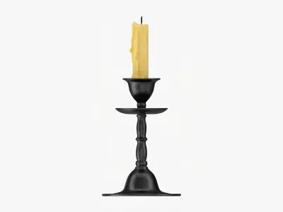 Old candlestick with candle 3D model purchase